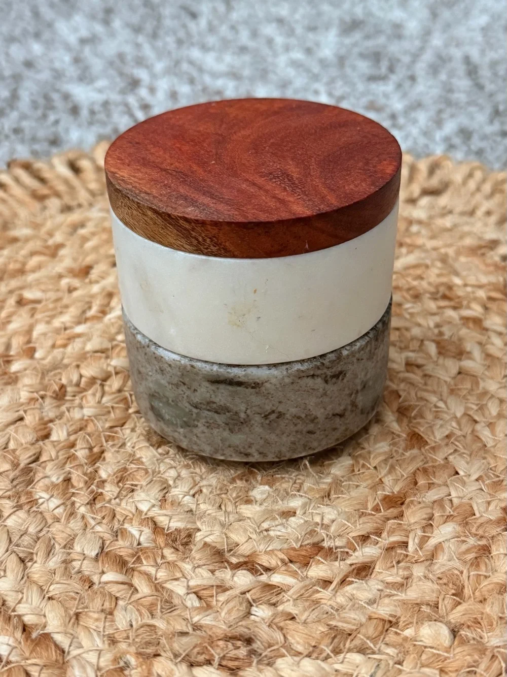 Hearth & Hand Wood Lid Marble & White Accent Jar